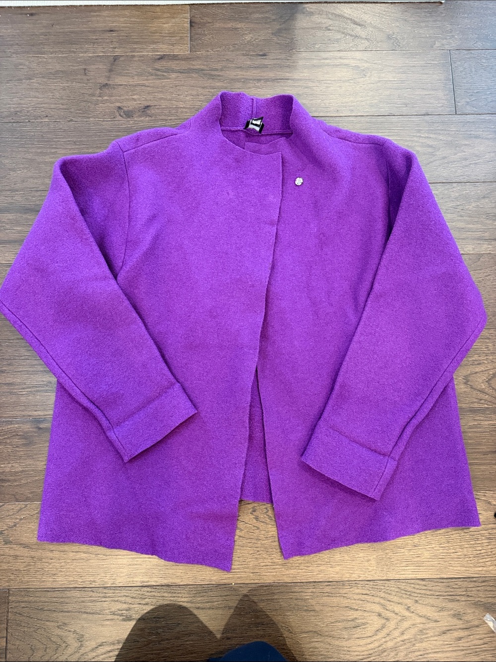 Eileen Fisher Boiled Wool Asymmetrical Snap Jacket Medium - C76